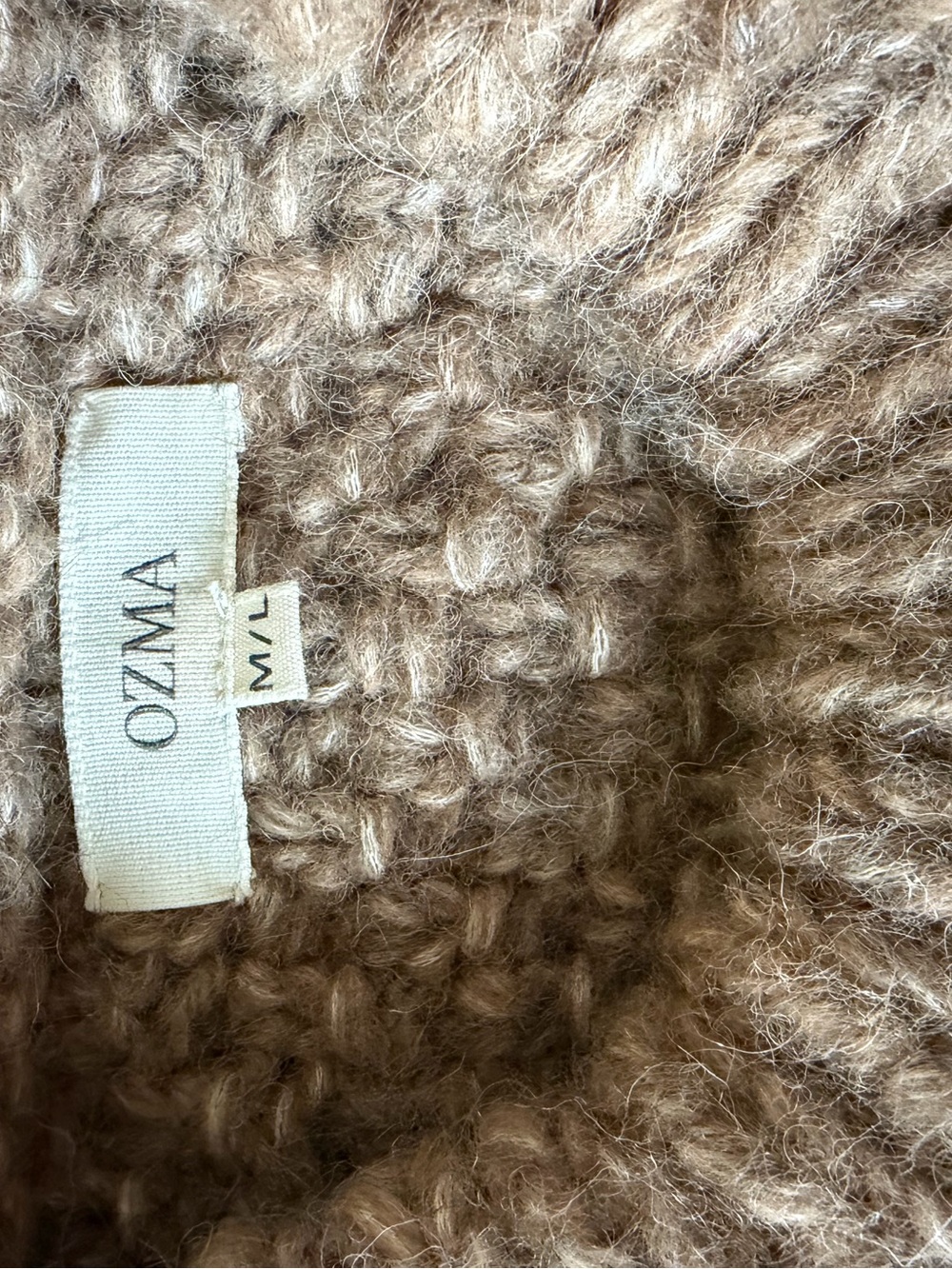 OZMA Chunky Gia Scoop-Neck Alpaca Pullover in Warm Brown (Birch) - Picture 4 of 5